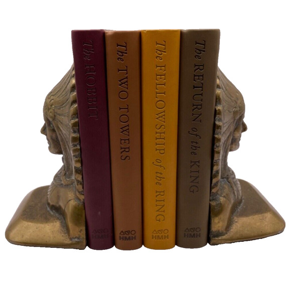 Vintage Indian Native American Chief Stamped "SOLID BRONZE" Bookends Set of 2 - Picture 3 of 16